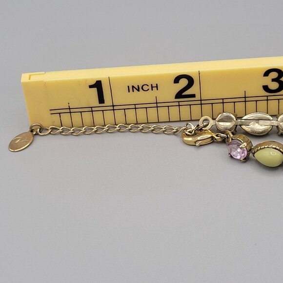 Vida Multicolor Beaded Crystal Necklace Gold Tone Metal Vintage Signed - Picture 9 of 9